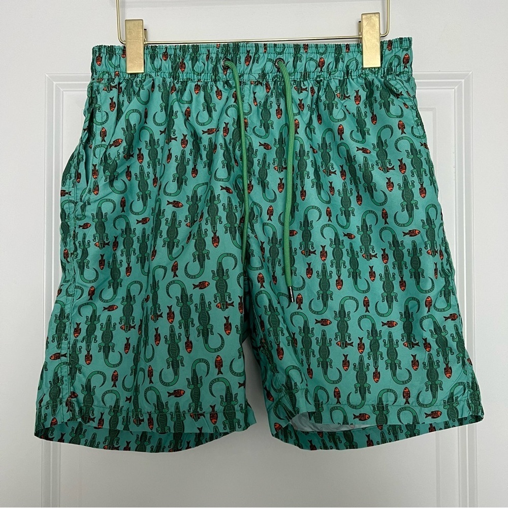 Men’s Mr. Swim green alligator printed swim trunks size medium M